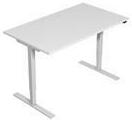 TOP O állítható magasságú irodai asztal fehér lábazattal, 140 x 80 x 70,5 - 119,5 cm, fehér mintázattal