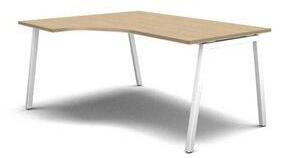 MOON A ergo irodai asztal, 160 x 120 x 74 cm, balos kivitel, fehér/fehér