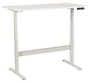 Manutan irodai asztal, elektromosan állítható magasság, 140 x 80 x 62,5 - 127,5 cm, egyenes kivitel, ABS 2 mm, fehér