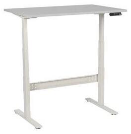 Manutan irodai asztal, elektromosan állítható magasság, 120 x 80 x 62,5 - 127,5 cm, egyenes kivitel, ABS 2 mm, világosszürke