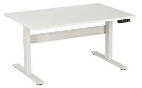 Manutan Expert Manutan irodai asztal, elektromosan állítható magasság, 160 x 80 x 62,5 - 127,5 cm, egyenes kivitel, ABS 2 mm, fehér%