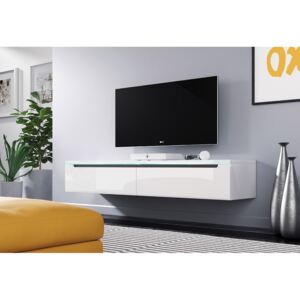 MENDES DES I 140 TV asztal, 140x24x33, fehér/fehér magasfényű, LED nélkül