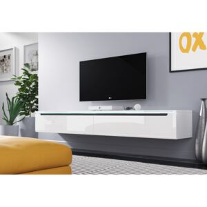 MENDES DES I 180 TV asztal, 180x24x33, fehér/fehér magasfényű, LED nélkül