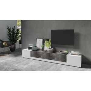 ENERGIA 1 TV asztal (40), 240x35x41, fehér/magasfényű fehér/pala