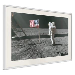 Bimago Flag on the Moon - keretezett kép 60x40 cm Fehér keret paszpartu