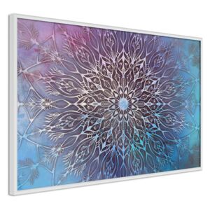 Bimago Blue and Pink Mandala - keretezett kép 60x40 cm Fehér keret