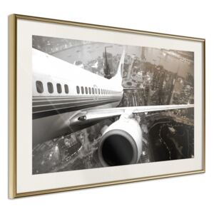 Bimago Plane Wing - keretezett kép 60x40 cm Arany keret paszpartu