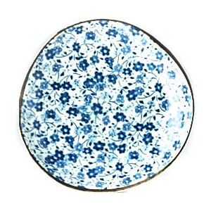 Daisy kék-fehér kerámia tányér, ø 12 cm - MIJ