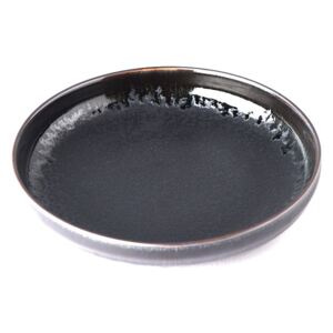 Matt fekete kerámia tányér peremmel, ø 22 cm - MIJ