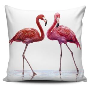 Home de Bleu Talking Flamingos rózsaszín-fehér díszpárna, 43 x 43 cm - Kate Louise