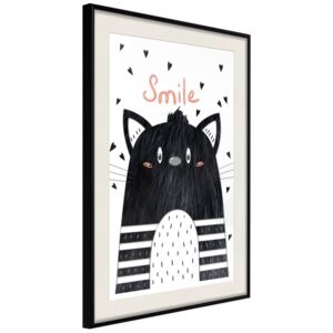Bimago Cheerful Kitten - keretezett kép 40x60 cm Fekete keret paszpartu