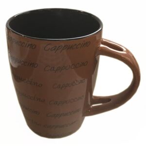 Cappuccino feliratú kávésbögre kanál nélkül - világosbarna