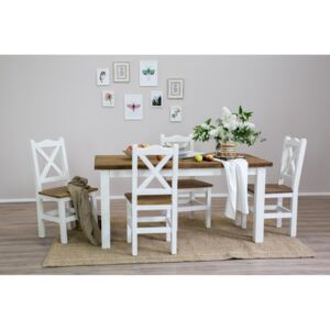 Ebédlőasztal Provence + székek - 200 x 100 cm / Fehér / 7 darab