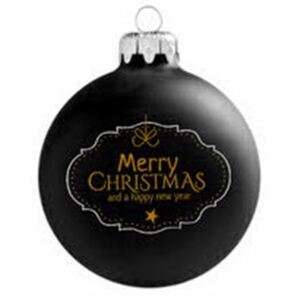 Merry Christmas fekete tampon ny. 8cm - Karácsonyfadísz