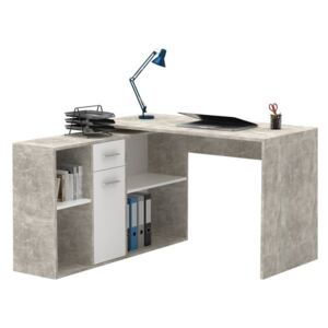 Sarok íróasztal LU134, Szín: Beton + fehér