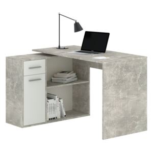 Sarok íróasztal LU135, Szín: Beton + fehér