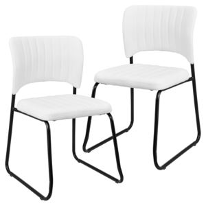[en.casa]® Étkezőszék Osaka 2 darabos párnázott műbőr design szék szett konferencia szék 78 x 46 cm fehér