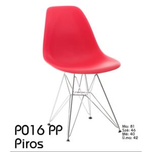P016 PP szék króm lábakkal piros