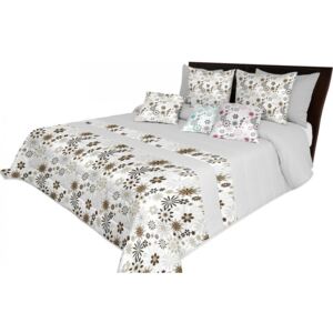 Kvalitás modern ágytakaró világos szürke színben, virágokkal Szélesség: 170 cm | Hossz: 210 cm