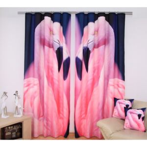 Gránát színű hálószoba drapéria flamingó motívummal Szélesség: 160 cm | Hossz: 250 cm (2 darabos készletben)