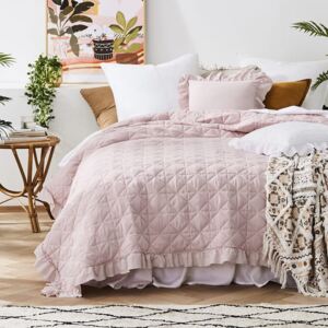 Egyszínű francia rózsaszín ágytakaró, 240 x 260 cm-es varrással 240x260