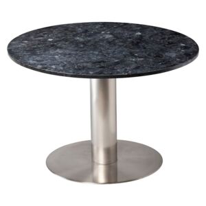 Pepo fekete gránit étkezőasztal ezüstszínű talppal, ⌀ 105 cm - RGE