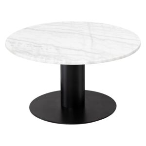 Pepo fehér márvány dohányzóasztal fekete talppal, ⌀ 85 cm - RGE