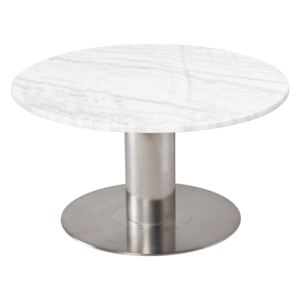 Pepo fehér márvány dohányzóasztal ezüstszínű talppal, ⌀ 85 cm - RGE