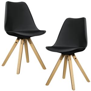 [en.casa]® Étkezőszék szett Annika 2 darab design szék fa lábakkal 85 x 48.5 cm fekete