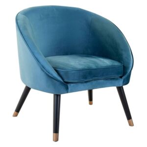 Modern bársony szövet fotel, kerekded, kék - NUAGE