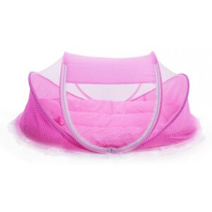 Utazó babaágy - szúnyoghálóval Rózsaszín: Rózsaszín