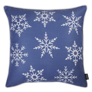 Honey Snowflakes kék párnahuzat karácsonyi motívummal, 45 x 45 cm - Apolena
