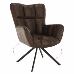 Dizájnos pörgő fotel, barna/fekete, KOMODO
