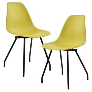 [en.casa]® Étkezőszék Budapest design szék 2 darabos szett 83 x 46 cm acél lábak zöldessárga