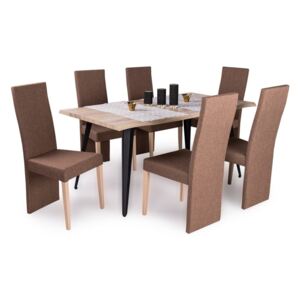 Tina asztal Panama székekkel | 6 személyes étkezőgarnitúra