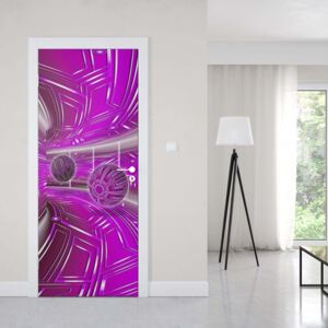 Fotótapéta ajtóra - Modern 3D Tech Tunnel Purple - változat 1 | 91x211 cm