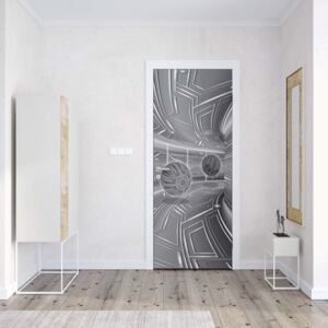 Fotótapéta ajtóra - Modern 3D Tech Tunnel Grey - változat 1 | 91x211 cm