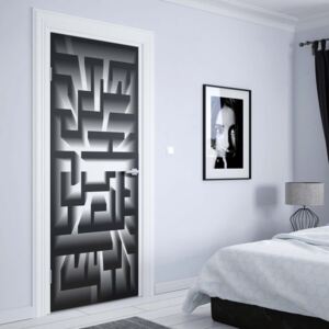 Fotótapéta ajtóra - 3D Geometric Black And White Maze1 | 91x211 cm