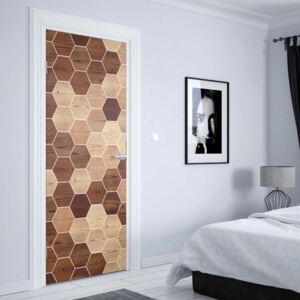 Fotótapéta ajtóra - Modern 3D Wood Hexagonal Design3 | 91x211 cm