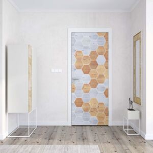 Fotótapéta ajtóra - Modern 3D Wood Hexagonal Design2 | 91x211 cm