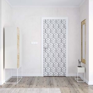 Fotótapéta ajtóra - Modern 3D White And Grey Cube Pattern - változat 2 | 91x211 cm
