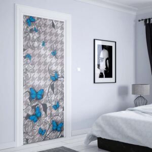 Fotótapéta ajtóra - Modern Blue Butterflies Design - változat 1 | 91x211 cm