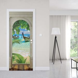 Fotótapéta ajtóra - Tropical Beach 3D Archway View - változat 1 | 91x211 cm