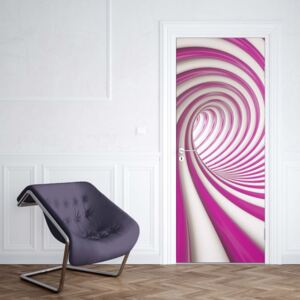 Fotótapéta ajtóra - 3D Swirl Tunnel Pink And White1 | 91x211 cm