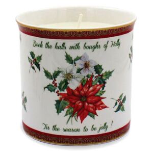 Karácsonyi gyertya porcelán pohárban - mikulásvirágos