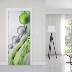 Fotótapéta ajtóra - Modern Abstract 3D Design Silver And Green1 | 91x211 cm