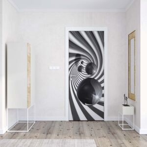 Fotótapéta ajtóra - 3D Swirl Tunnel Black Balls1 | 91x211 cm