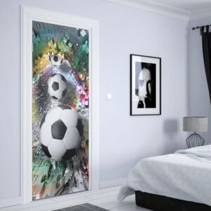 Fotótapéta ajtóra - 3D Footballs Puzzle Tunnel Multicoloured1 | 91x211 cm