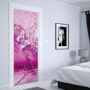Fotótapéta ajtóra - Modern Butterflies And Dandelions Pink1 | 91x211 cm