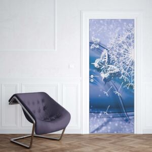 Fotótapéta ajtóra - Modern Butterflies And Dandelions Blue1 | 91x211 cm